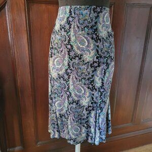 Vintage Susan Lawrence Paisley Print Stretch Skirt Womens Large